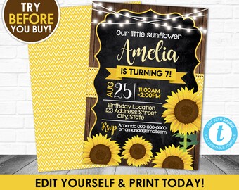 sunflower invitation etsy