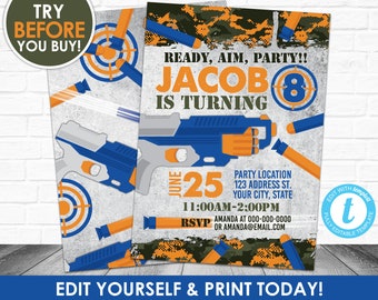 Nerf Invite Etsy