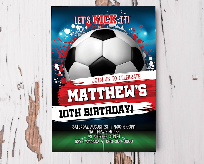 Soccer Birthday Invitation Soccer Printable Invitation - Etsy