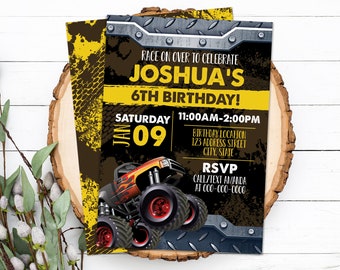 Editable Monster Truck Birthday Invitation, Monster Truck Invitation, Monster Truck Invite, Corjl S0018 (Pdf / Jpg file only)