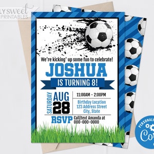 Editable Soccer Birthday Invitation, Soccer Invitation, Soccer Invitation, Soccer Invite, Soccer Party Corjl S0043 (Pdf / Jpg file only)