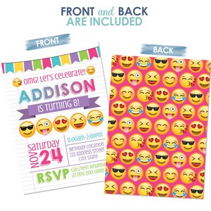 Emoji Printable Birthday Invitation, Emoji Invitation, Emoji Invitation ...