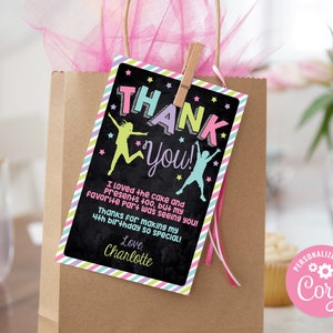 Editable Jump Thank You Card, Trampoline Thank You Card, Jump Printable Personalized, Jump Birthday Corjl S0090 (Pdf / Jpg file only)