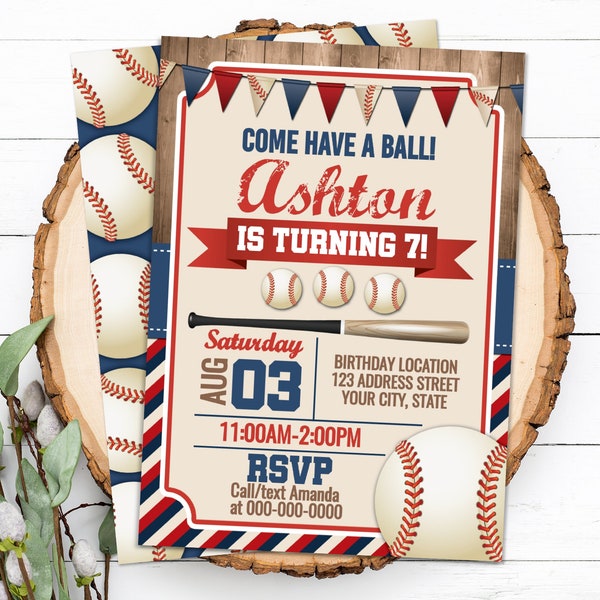 Editable Baseball Invitation, Baseball Birthday Invitation, Baseball Invitation, Baseball Party Invite Corjl S0003 (Pdf / Jpg file only)