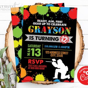 Paintball Birthday Party Invitation Custom Paint Ball Theme Etsy Paintball Birthday Party Invitation Custom Paint Ball Theme Etsy