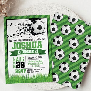 Soccer Birthday Invitation, Soccer Printable Invitation, Soccer Template, Soccer Invite, Soccer Party Corjl S21-1 Digital file only image 1