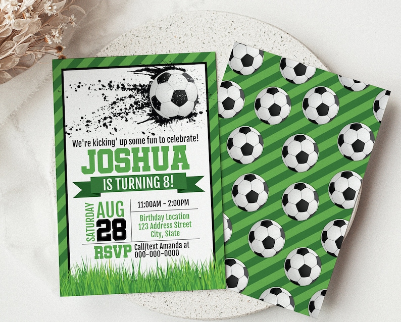 Soccer Birthday Invitation, Soccer Printable Invitation, Soccer Template, Soccer Invite, Soccer Party Corjl S21-1 Digital file only image 1