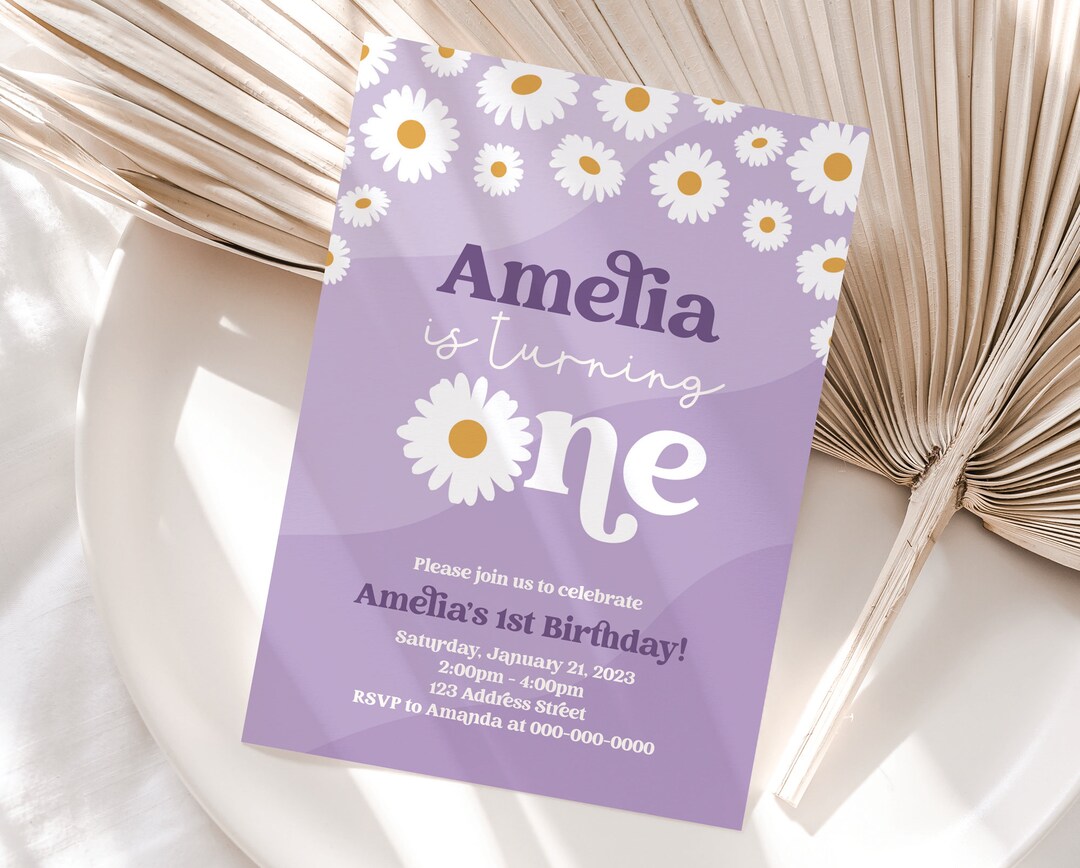 Daisy Printable First Birthday Invitation, Daisies Editable 1st ...