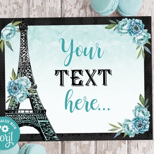 Editable Paris Party Sign, Paris Birthday Printable Sign, Paris Birthday Sign Corjl S0191 (Pdf / Jpg file only)