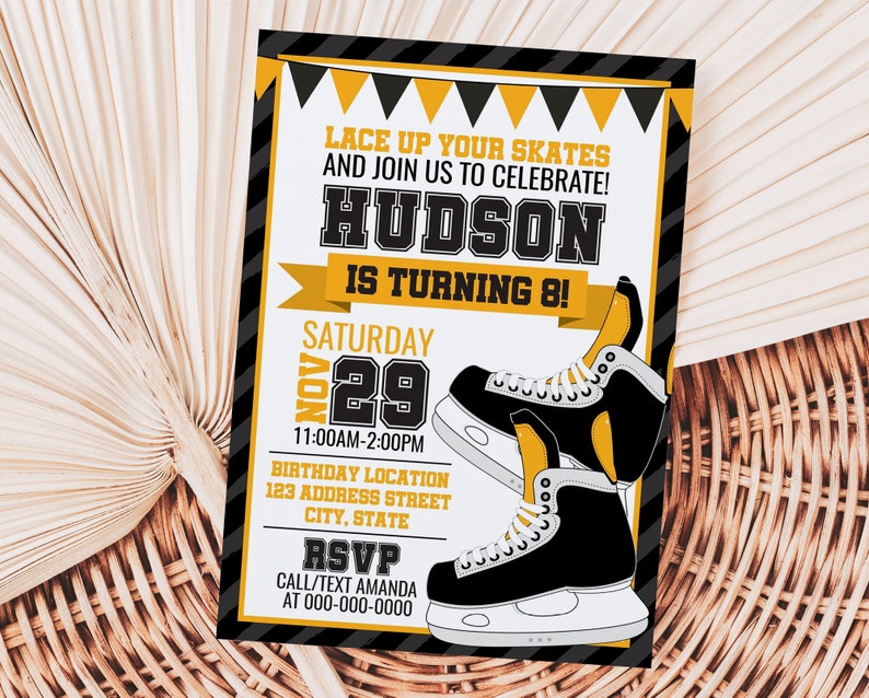 Skating Birthday Printable Invitation Skating Invitation - Etsy