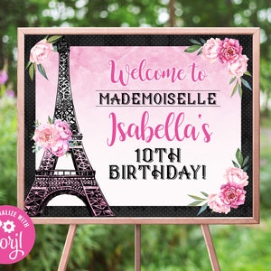 Editable Paris Welcome Sign, Paris Birthday Oh La La Printable Welcome Sign, Paris Party Corjl S0101 (Pdf / Jpg file only)