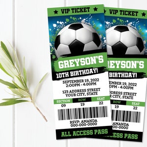 Soccer Printable Ticket Birthday Invitation, Soccer Ticket Invitation, Soccer Invite, Soccer Party Corjl S0222 (Pdf / Jpg file only)