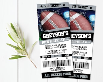 Football Printable Ticket Birthday Invitation, Football Ticket Invitation, Football Invite, Football Party Corjl S0220 (Pdf / Jpg file only)