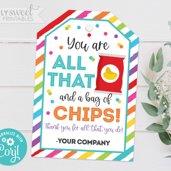 Printable Appreciation All That and a Bag of Chips Etsy