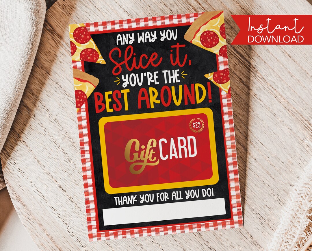 Pizza Printable Appreciation Gift Card Holder Teacher Nurse Employee