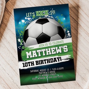 Soccer Birthday Invitation, Soccer Printable Invitation, Soccer Invitation, Soccer Invite, Soccer Party Corjl S13-1 (Pdf / Jpg file only)