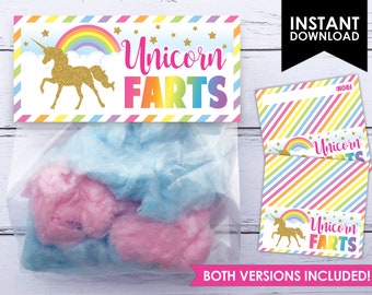 Unicorn Poop Printable Party Treat Bag Topper Thank You Tag | Etsy