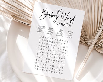 Word Search Baby Shower Game, Minimalist Baby Shower Game, Modern Baby Shower Game, Neutral Printable Game B4V (Digital file only)