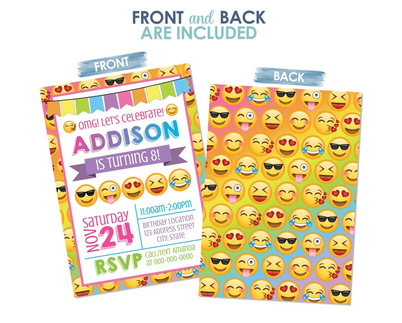 Emoji Printable Birthday Invitation Emoji Invitation Emoji Etsy
