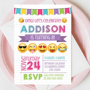 Emoji Printable Birthday Invitation, Emoji Invitation, Emoji Invitation ...
