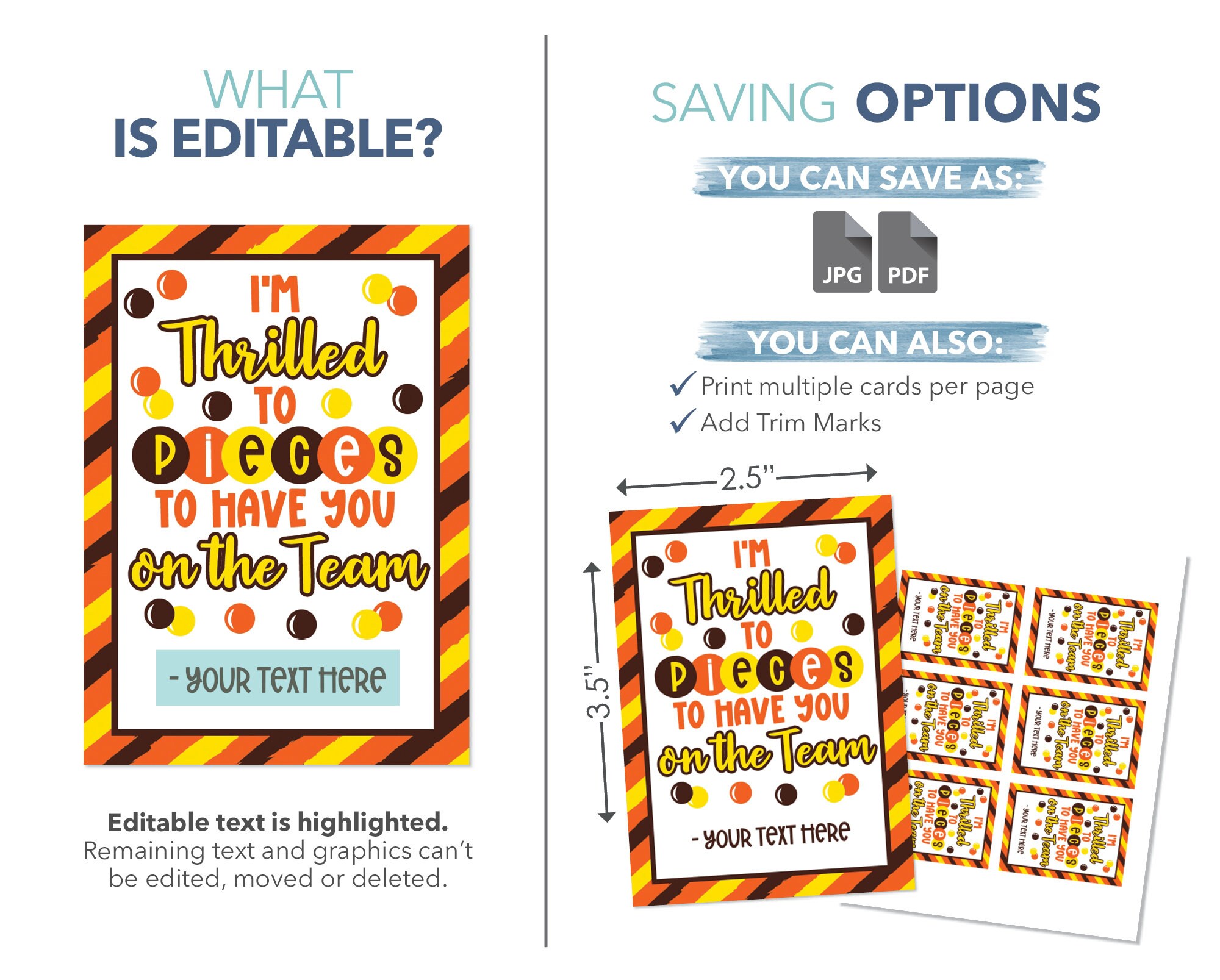 Editable I'm Thrilled to Pieces to Have You on the Team Printable Tag ...