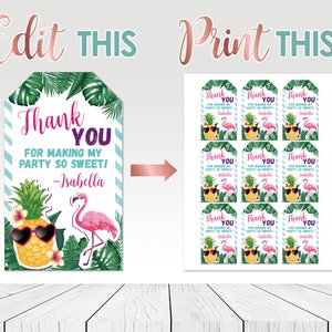 Editable Pineapple Thank You Tag, Printable Favor Tag, Pineapple Favor ...