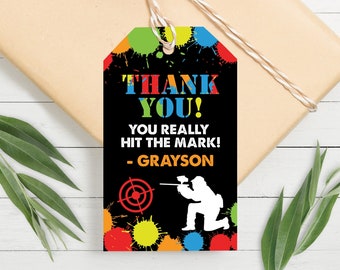 Editable Paintball Thank You Tag, Paint Ball Birthday Favor, Paintball Birthday Thank You Tag, Corjl S0087 (Pdf / Jpg file only)
