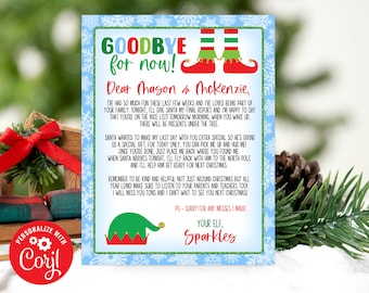 Editable Elf Goodbye Letter, Elf Goodbye Note, Christmas Elf Good bye DIY Printable Letter CH0004 Corjl (Pdf / Jpg file only)