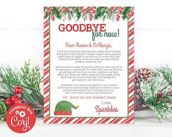 Editable Elf Goodbye Letter, Elf Goodbye Note, Christmas Elf Good bye DIY Printable Letter CH0008 Corjl (Pdf / Jpg file only)