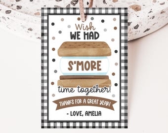 S'mores-cadeaukaartje Wish We Had Smore Time Together Tag Eindejaarscadeau leraar waardering bedankt Corjl-sjabloon T0001 - alleen digitaal bestand