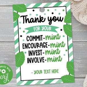 Appreciation Mint Printable Tag Mint Gum Candy Appreciation Week Gift Tag Teacher Employee Co-worker Staff Mint T9-1 (Digital file only)