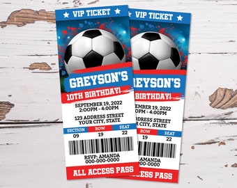 Soccer Printable Ticket Birthday Invitation, Soccer Ticket Invitation, Soccer Invite, Soccer Party Corjl S0226 (Pdf / Jpg file only)