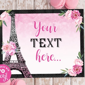 Editable Paris Party Sign, Paris Birthday Printable Sign, Paris Birthday Sign Corjl S0101 (Pdf / Jpg file only)