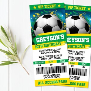 Soccer Printable Ticket Birthday Invitation, Soccer Ticket Invitation, Soccer Invite, Soccer Party Corjl S0224 (Pdf / Jpg file only)