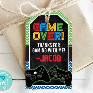Video Game Thank You Tag, Gamer Favor Tag, Game truck Birthday Favor Tag, Video Game Editable Favor, Corjl S0029 (PDF File only)