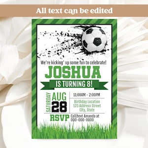 Soccer Birthday Invitation, Soccer Printable Invitation, Soccer Template, Soccer Invite, Soccer Party Corjl S21-1 Digital file only image 3