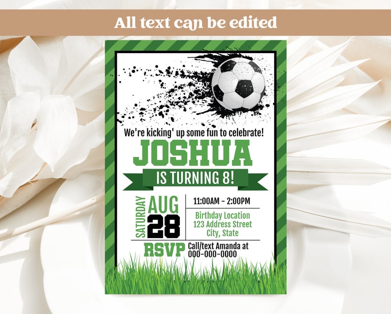 Soccer Birthday Invitation, Soccer Printable Invitation, Soccer Template, Soccer Invite, Soccer Party Corjl S21-1 Digital file only image 3