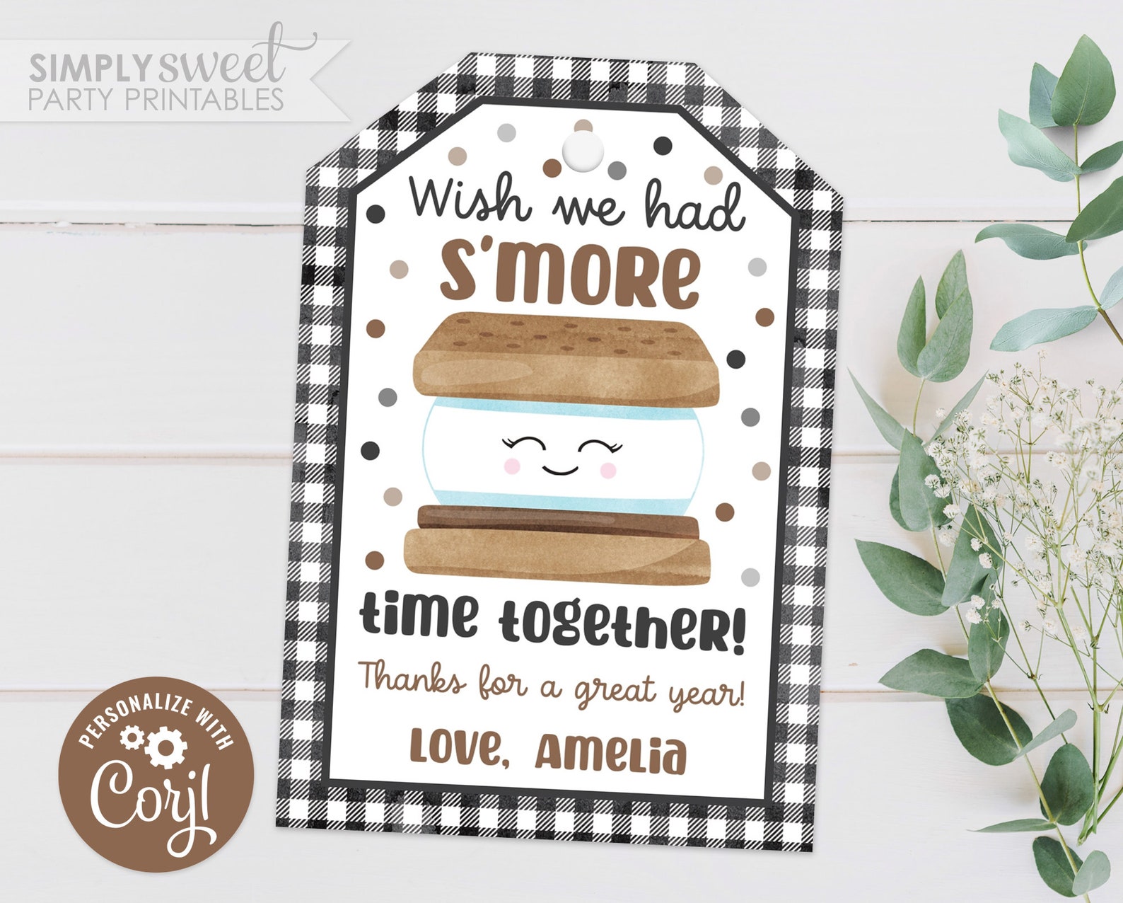 Editable S mores Gift Tag Wish We Had S more Time Etsy