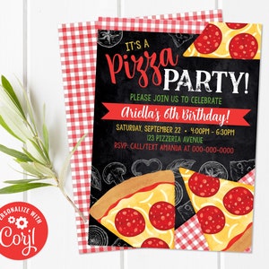 Bearbeitbare Pizza Partyeinladung, Pizzeria Geburtstagseinladung, Pizza einladen S0169 Corjl (nur Pdf / Jpg-Datei)