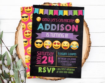 Editable Emoji Birthday Invitation, Emoji Invitation, Emoji Invitation, Emoji Party Invite Corjl S0011 (Pdf / Jpg file only)