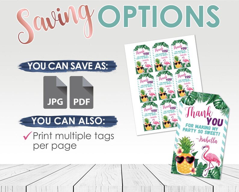 Editable Pineapple Thank You Tag Printable Favor Tag - Etsy