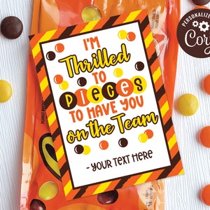 Editable I&#39;m Thrilled To Pieces To Have You On The Team Printable Tag Coach Team Player Sports Appreciation Gift T5-13 (Digital file only)
