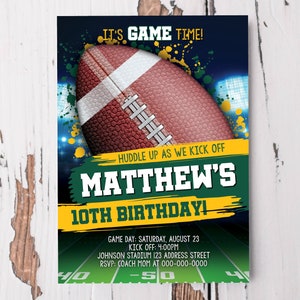 Football Printable Birthday Invitation, Football Ticket Invitation, Football Invite, Football Party Corjl S0223 (Pdf / Jpg file only)