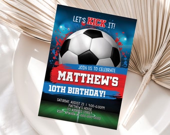 Invitación de cumpleaños de fútbol, invitación imprimible de fútbol, invitación de fútbol, invitación de fútbol, fiesta de fútbol Corjl S15 (solo archivo digital)