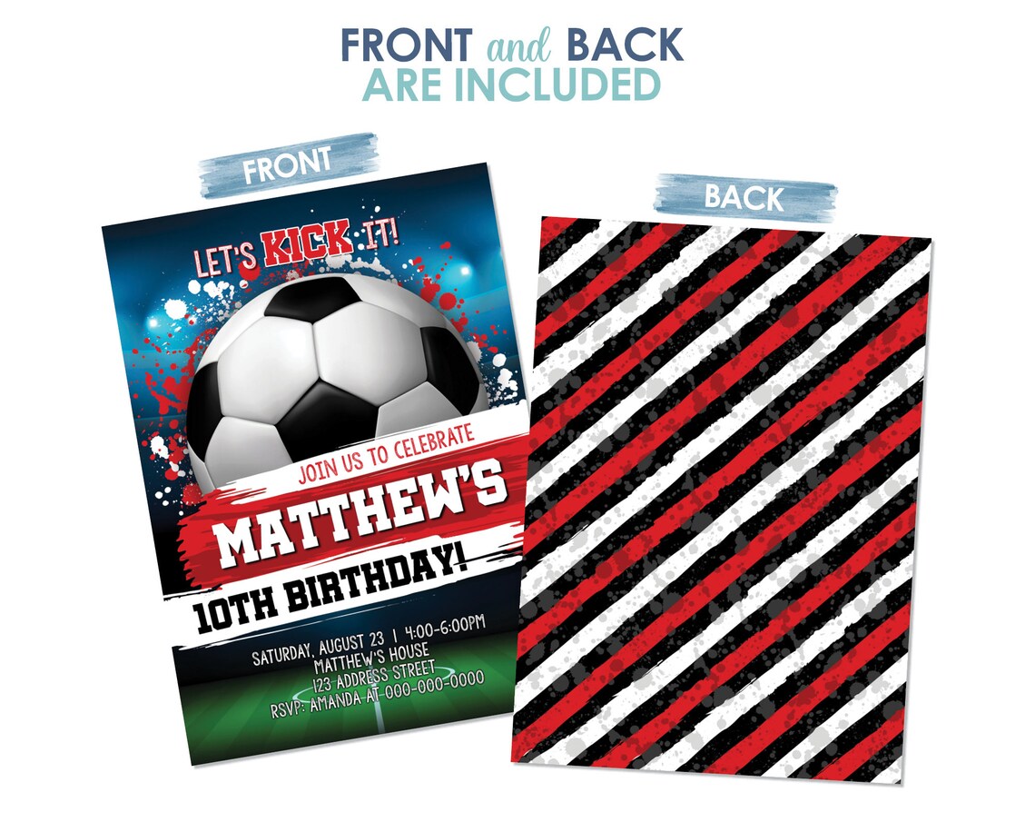 Soccer Birthday Invitation Soccer Printable Invitation - Etsy