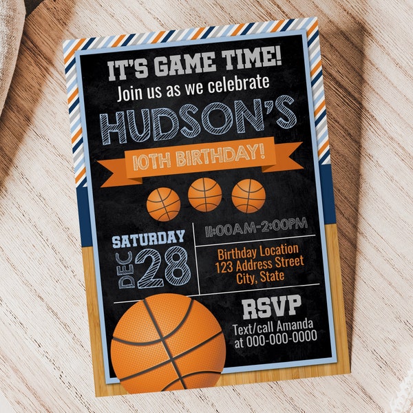 Basketball Birthday Invitation Printable, Basketball Editable Invitation, Basketball Invite, Basketball Party S0014 (Digital file only)