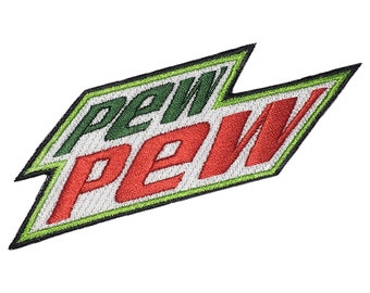 Pew Pew - Embroidered Morale Patch with Hook and Loop Backing