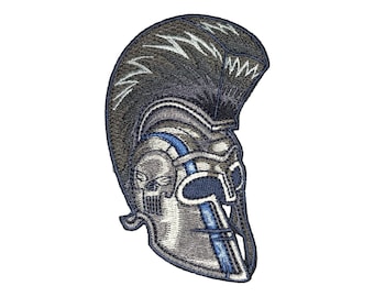 Dünne blaue Linie spartanischen Helm - bestickt Moral Patch mit Haken Unterlage