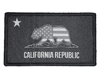 Drapeau patriotique de la République de Californie - Écusson brodé tactique pour le moral avec bande auto-agrippante