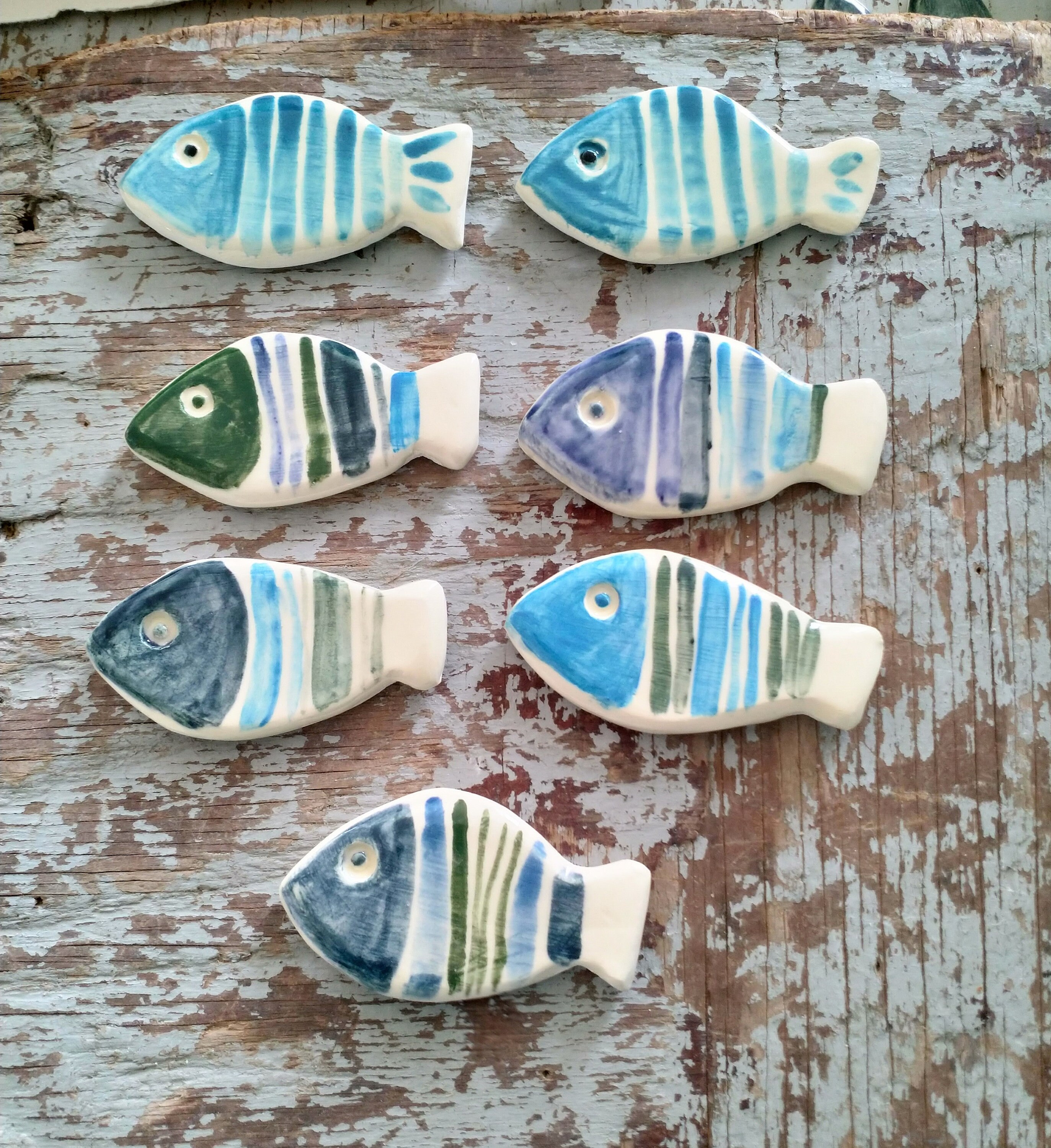 Poissons Rayures Multicolores , Porte-Couteaux , Décoration Marine , Art Mosaïque